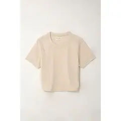 TOPMARK - Camiseta ajustada acanalada crudo para mujer