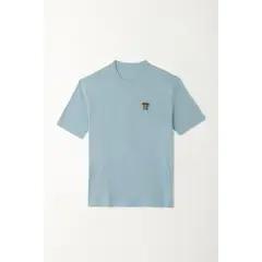 TENNIS - Camiseta en jersey flamé azul para hombre