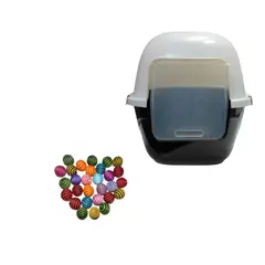 HALLY PET - Baño Para Gatos Gigante Mas 6 Juguetes Negro