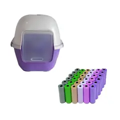 HALLY PET - Baño Para Gatos Gigante Mas 50 Rollos Morado