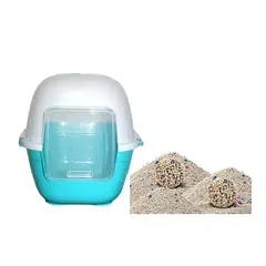 HALLY PET - Baño Para Gatos Gigante Mas 6 Kg Arena Celeste