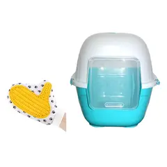 HALLY PET - Baño Para Gatos Gigante Mas Guante Celeste