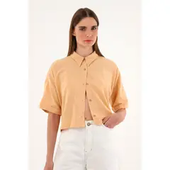 TENNIS - Camisa manga corta naranja para mujer