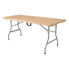 GENERICO - Mesa Portafolio Plegable 180 cm Café Exterior Jardín Terraza Comedor