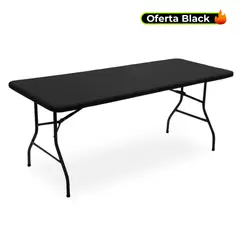 DEALIO - Mesa Portafolio Plegable 180 cm Negra Exterior Jardín Terraza Comedor