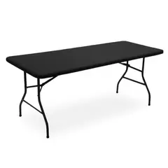 GENERICO - Mesa Portafolio Plegable 180 cm Negra Exterior Jardín Terraza Comedor