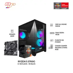 POWER GROUP - COMPUTADOR GAMER RYZEN 7 5700G+ CHASIS PECERA 5 FANS + RAM 16GB SSD 512GB 600W