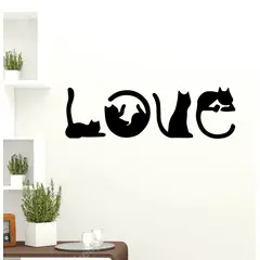 BEER EXPERIENCE LAB - Cuadro decoración pared Love Gatos 160x40cm MDF Negro
