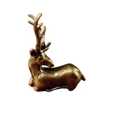 HINDU - Figura Venado Mini Tallado En Bronce Macizo Escultura