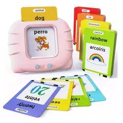 GENERICO - Juego 255 Cartas Bilingüe Lector Niños Español Ingles - Rosa