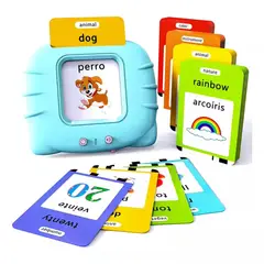 GENERICO - Juego 255 Cartas Bilingüe Lector Niños Español Ingles - Azul