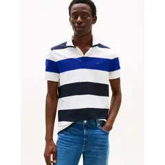 TOMMY HILFIGER - Polo gris con diseño color block y rayas de corte regular