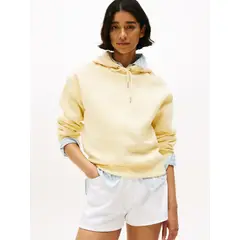 TOMMY HILFIGER - Buzo amarillo con capota, cordón y logo bordado