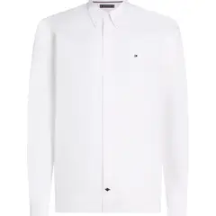 TOMMY HILFIGER - Camisa blanca de corte slim con popelina stretch con botón en cuello