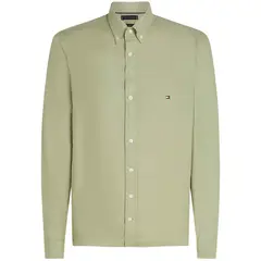 TOMMY HILFIGER - Camisa verde slim de hilo teñido