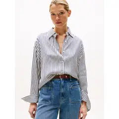 TOMMY HILFIGER - Camisa multicolor oversize con puños ajustables