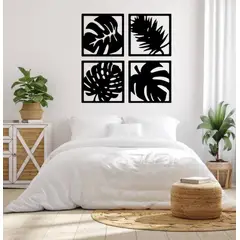 BEER EXPERIENCE LAB - Cuadro decoración pared Hojas Tropicales 65x65cm MDF Negro