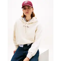 TOMMY HILFIGER - Buzo blanco con capota y logo texturizado