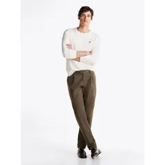 TOMMY HILFIGER - Saco blanco de cuello redondo con logo bordado