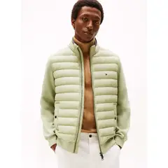 TOMMY HILFIGER - Chaqueta verde de punto acolchada con cremallera
