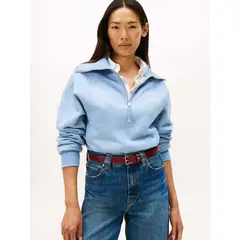 TOMMY HILFIGER - Saco celeste de punto interlock