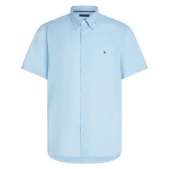 TOMMY HILFIGER - Camisa celeste Flex Poplin Solid de manga corta