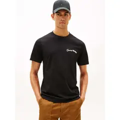 TOMMY HILFIGER - Camiseta negra de cuello redondo con logo