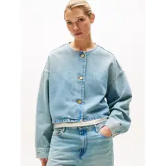 TOMMY HILFIGER - Chaqueta celeste denim corta oversize