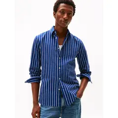 TOMMY HILFIGER - Camisa azul de rayas regular