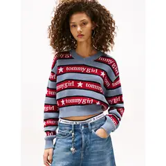 TOMMY HILFIGER - Saco celeste Tommy Girl con rayas Tommy Jeans