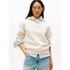 TOMMY HILFIGER - Buzo blanco con capota, cordón y logo bordado