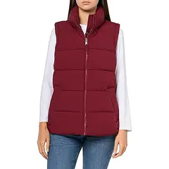 TOMMY HILFIGER - Chaleco rojo de cuello alto con cierre de cremallera