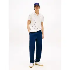 TOMMY HILFIGER - Polo blanco de corte regular estampado de banderas