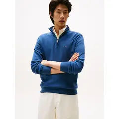 TOMMY HILFIGER - Saco azul con cuello perkins y cremallera