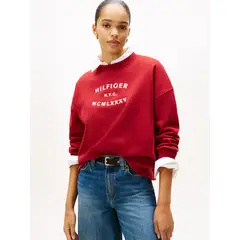 TOMMY HILFIGER - Saco rojo fleece de cuello redondo