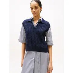 TOMMY HILFIGER - Polo multicolor de punto trenzado sin mangas