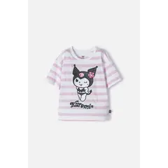 SANRIO - Camiseta Kuromi con diseño a rayas para niña