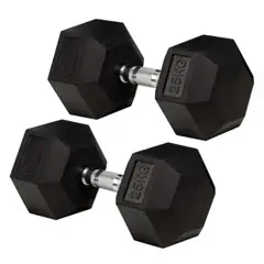 GENERICO - Pesas Mancuernas Encauchetadas Par 25 Kg Total (50 Kg)