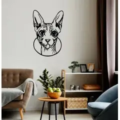 BEER EXPERIENCE LAB - Cuadro decoración pared gato sphinx 60x40cm MDF Negro