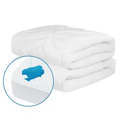 ENERGY PLUS - Protector Colchón Queen Antifluido Microfibra con Banda