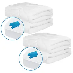 ENERGY PLUS - Set x2 Protector Colchón Queen Antifluido Microfibra Banda