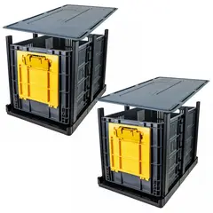 ENERGY PLUS - Set x2 Estantería Modular Canastilla Perf y Ventana + Tapas