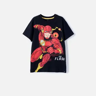 DC COMICS - Camiseta de Flash negra manga corta para niño