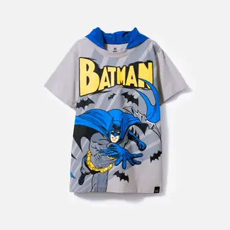 DC COMICS - Camiseta Batman con capucha gris y azul para niño