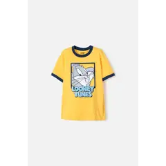 WARNER BROS - Camiseta de Los Looney Tunes manga corta amarilla para niño