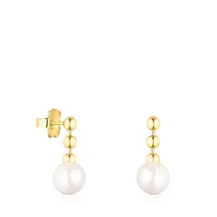 TOUS - Pendientes Cortos Bolas Con Baño De Oro 18 Kt Sobre Plata Y Perla Gloss