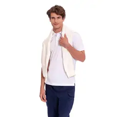 TOTTO - Camiseta Tipo Polo en Jersey para Hombre Blanca Mkp