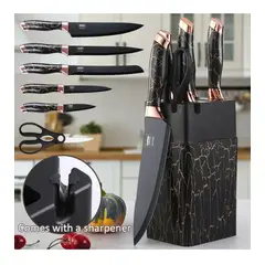 AMERICAN GENERICS - Juego de cuchillos en mármol set x9 negro