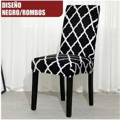 CHINA GLAZE - Funda protector para sillas comedor x4 negro rombos
