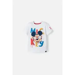 DISNEY - Camiseta de Mickey Mouse blanca manga corta para niño